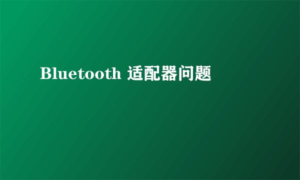 Bluetooth 适配器问题