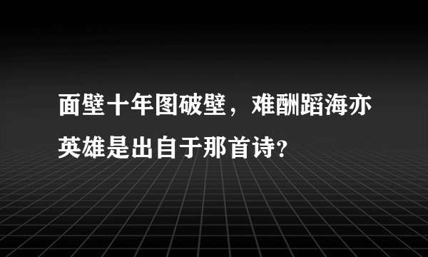 面壁十年图破壁，难酬蹈海亦英雄是出自于那首诗？