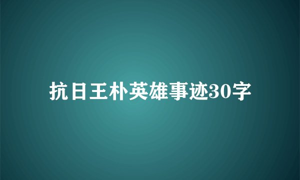 抗日王朴英雄事迹30字