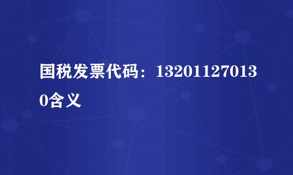 国税发票代码：132011270130含义