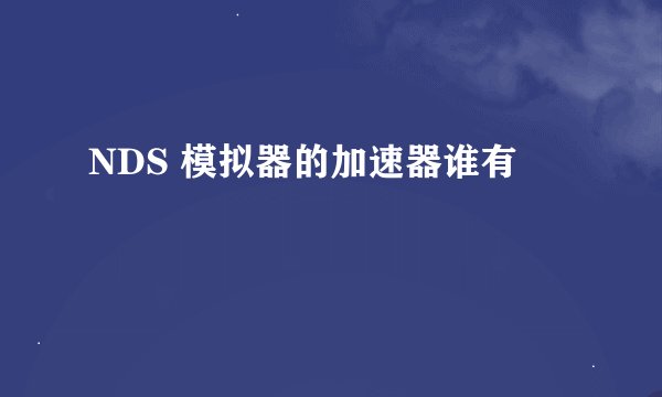 NDS 模拟器的加速器谁有