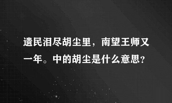 遗民泪尽胡尘里，南望王师又一年。中的胡尘是什么意思？