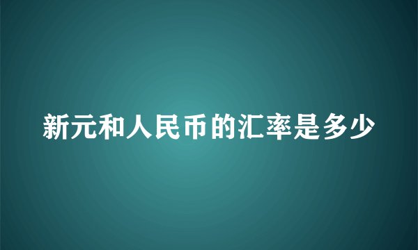 新元和人民币的汇率是多少