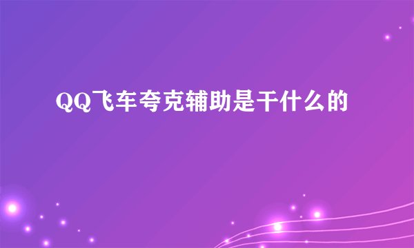 QQ飞车夸克辅助是干什么的