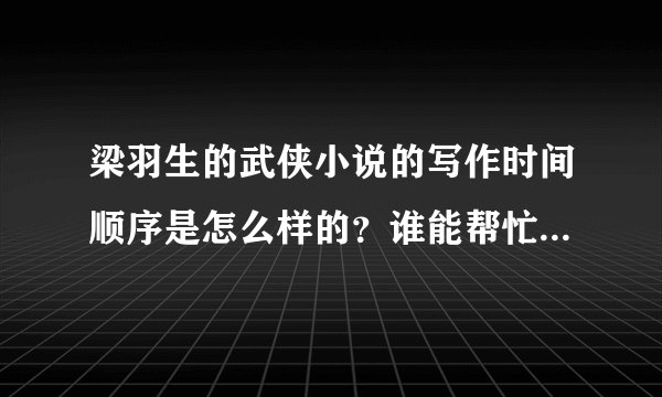梁羽生的武侠小说的写作时间顺序是怎么样的？谁能帮忙排序啊？从第一部到最后一部。