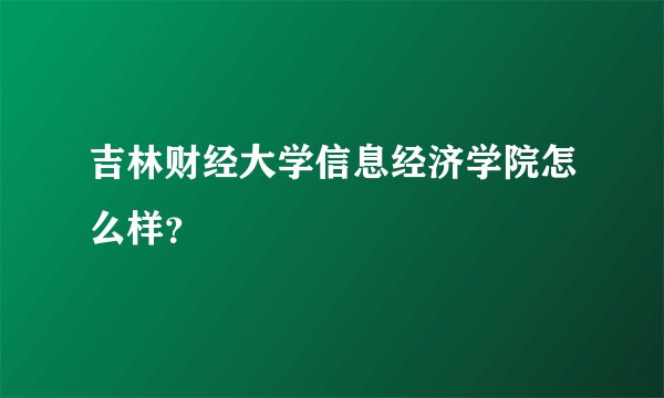 吉林财经大学信息经济学院怎么样？