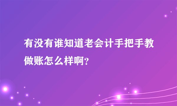 有没有谁知道老会计手把手教做账怎么样啊？
