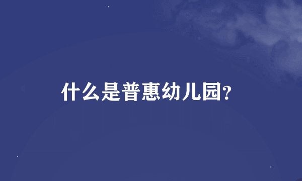 什么是普惠幼儿园？