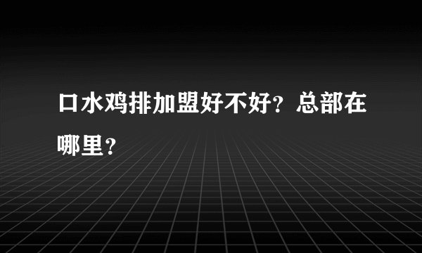 口水鸡排加盟好不好？总部在哪里？
