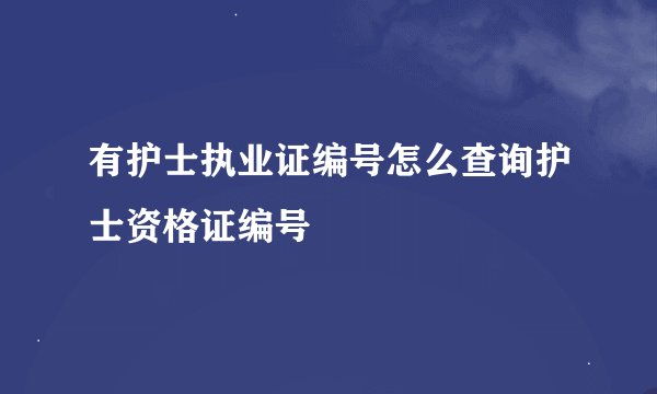 有护士执业证编号怎么查询护士资格证编号