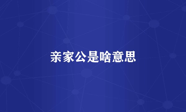 亲家公是啥意思