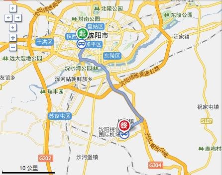 从沈阳站到桃仙机场