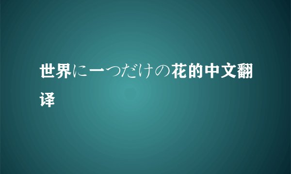 世界に一つだけの花的中文翻译