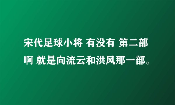 宋代足球小将 有没有 第二部啊 就是向流云和洪风那一部。