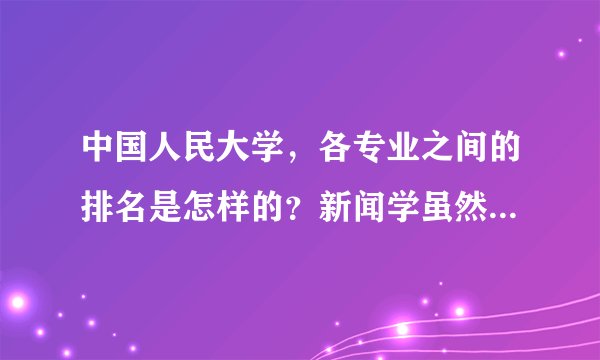 中国人民大学，各专业之间的排名是怎样的？新闻学虽然是全国第一，但在校内排名怎样？
