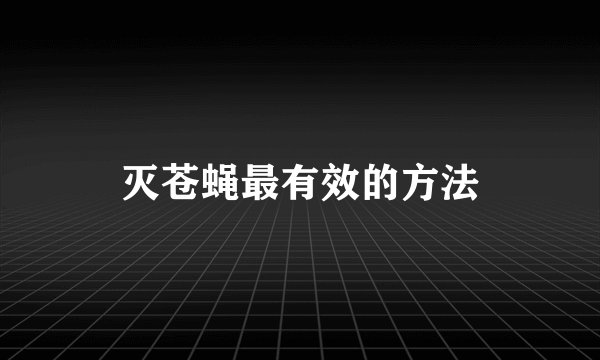 灭苍蝇最有效的方法