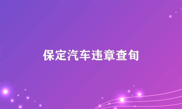 保定汽车违章查旬