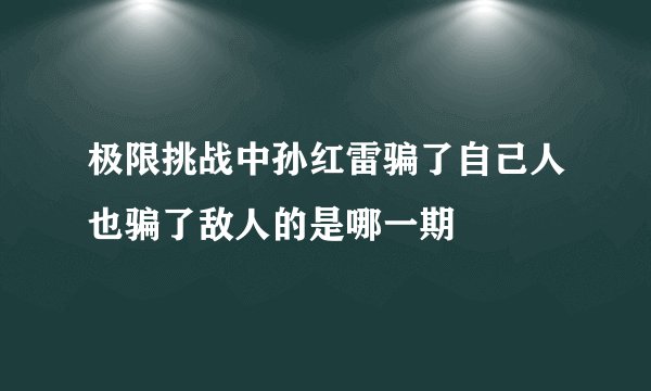 极限挑战中孙红雷骗了自己人也骗了敌人的是哪一期
