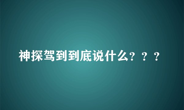 神探驾到到底说什么？？？