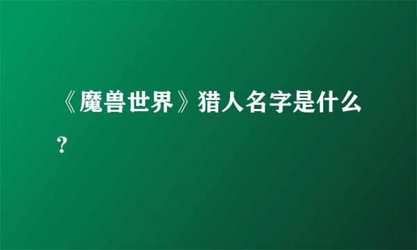 《魔兽世界》猎人名字是什么？