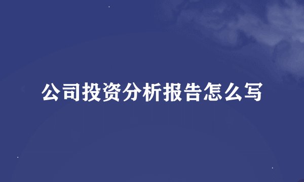 公司投资分析报告怎么写