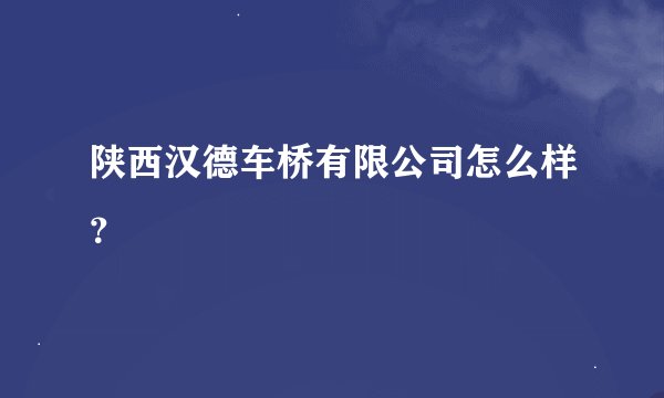 陕西汉德车桥有限公司怎么样？