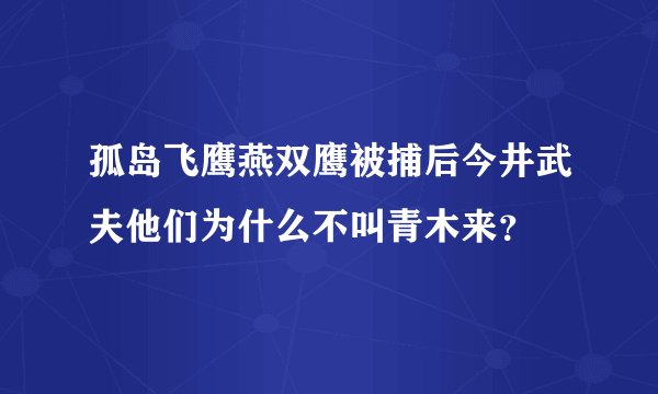 孤岛飞鹰燕双鹰被捕后今井武夫他们为什么不叫青木来？