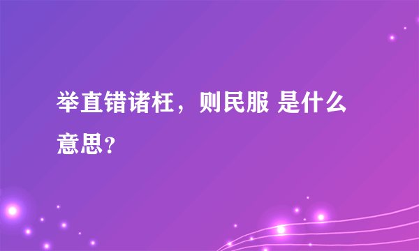 举直错诸枉，则民服 是什么意思？