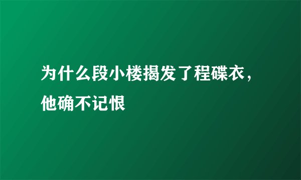 为什么段小楼揭发了程碟衣，他确不记恨