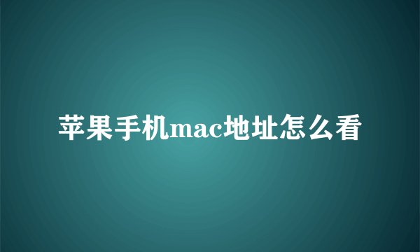 苹果手机mac地址怎么看