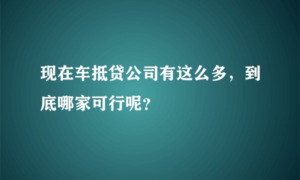现在车抵贷公司有这么多，到底哪家可行呢？