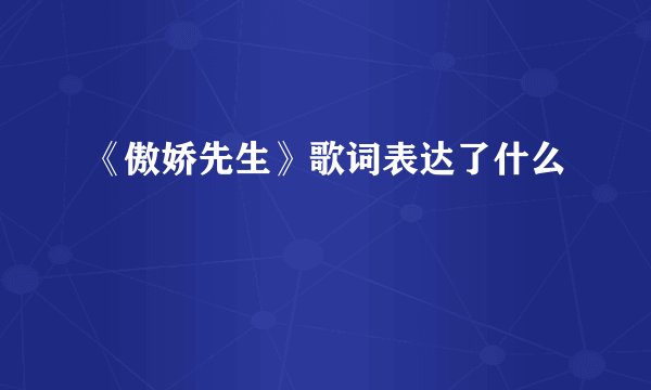 《傲娇先生》歌词表达了什么