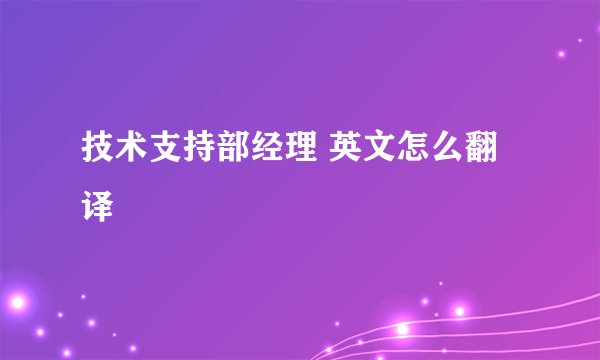 技术支持部经理 英文怎么翻译