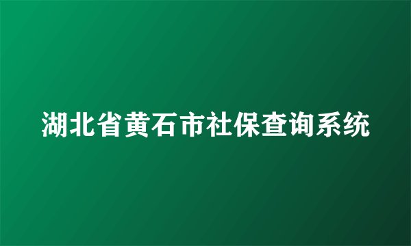 湖北省黄石市社保查询系统