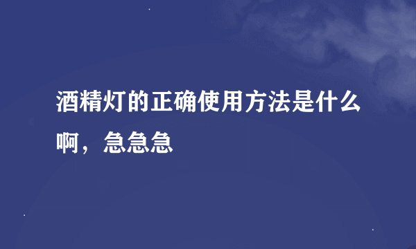 酒精灯的正确使用方法是什么啊，急急急