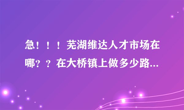 急！！！芜湖维达人才市场在哪？？在大桥镇上做多少路公交车可以到啊？？？