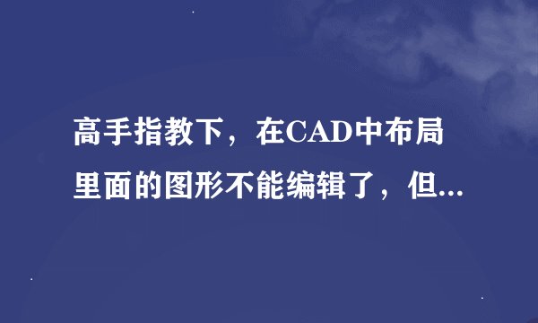 高手指教下，在CAD中布局里面的图形不能编辑了，但是我画线的时候能捕捉到点、中点、垂点等，就是不能点到