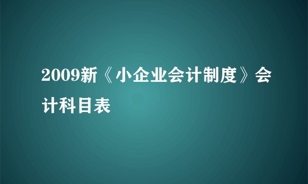 2009新《小企业会计制度》会计科目表