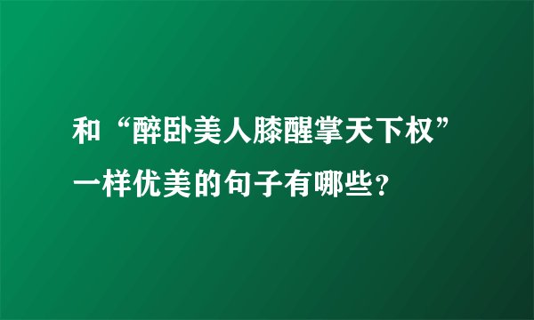 和“醉卧美人膝醒掌天下权”一样优美的句子有哪些？