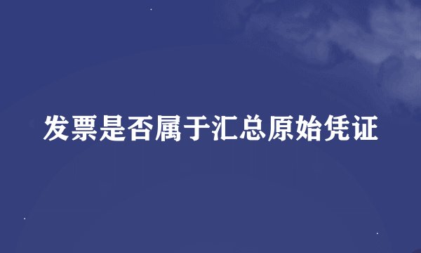 发票是否属于汇总原始凭证