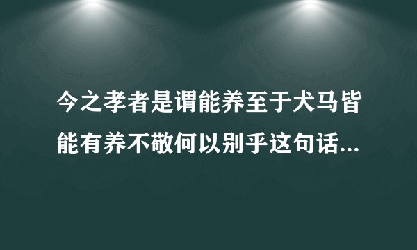 今之孝者是谓能养至于犬马皆能有养不敬何以别乎这句话强调了在中国的家庭文化中“孝”是重要的精神内涵是