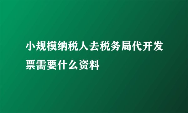 小规模纳税人去税务局代开发票需要什么资料