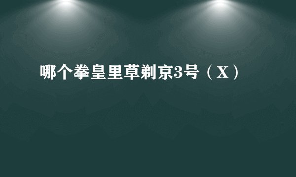 哪个拳皇里草剃京3号（X）