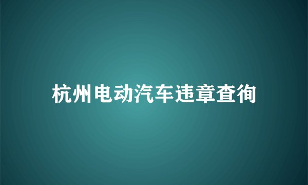 杭州电动汽车违章查徇