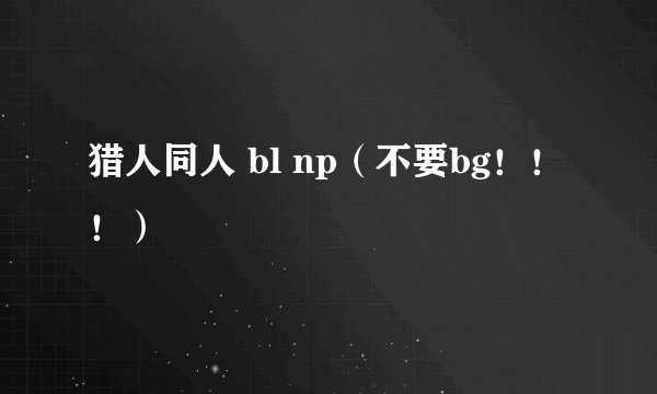 猎人同人 bl np（不要bg！！！）