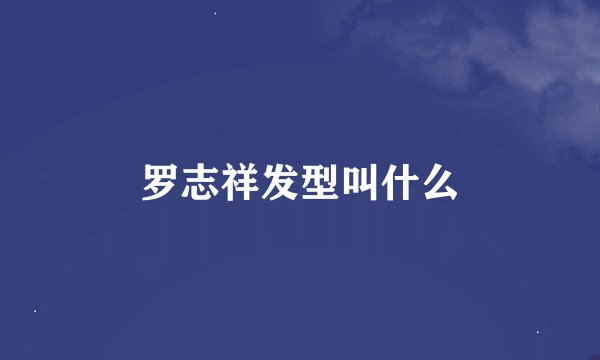 罗志祥发型叫什么