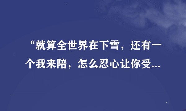 “就算全世界在下雪，还有一个我来陪，怎么忍心让你受尽冷风吹”什么歌？歌词是？