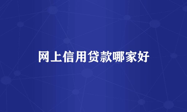 网上信用贷款哪家好
