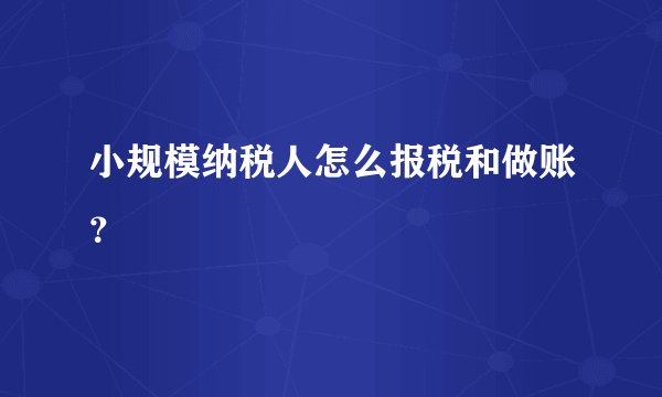 小规模纳税人怎么报税和做账？
