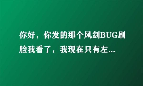 你好，你发的那个风剑BUG刷脸我看了，我现在只有左边脸，但是接不了任务啊，点左脸右键没用啊。